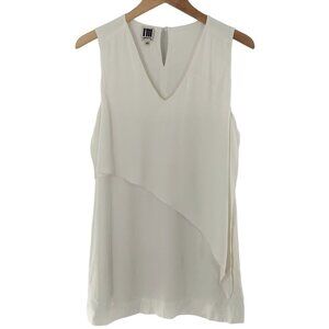 I'M Isola Marras Off-White Crepe Sleeveless V-Neck Tunic Dress Size 40